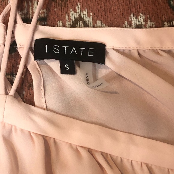 1. State Womens Pink Chiffon Off The Shoulder Balloon Sleeve Blouse Top - Picture 4 of 6